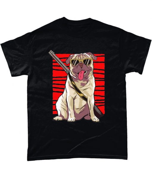 Pug With Rifle Cool Pug T-Shirt