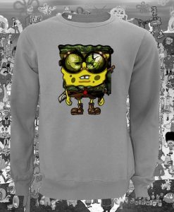 Spongebob Squarepants Apocalyptic Sponge Printed Unisex Gray Sweater