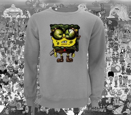 Spongebob Squarepants Apocalyptic Sponge Printed Unisex Gray Sweater