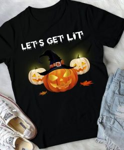 Let's Get Lit Halloween Drinking Pumpkin Men Women T-Shirt