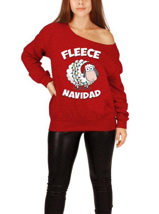 Jumper Feliz Navidad Off The Shoulder Slouchy Sweatshirt