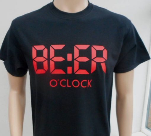 New BEER O'CLOCK Quality Cotton Loose Fit joke T-Shirt