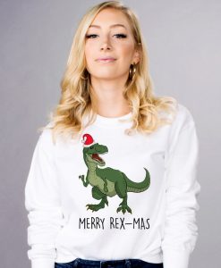 Merry Rex-Mas White Crewneck Sweatshirt