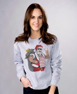 Punk Claus Grey Crewneck Sweatshirt