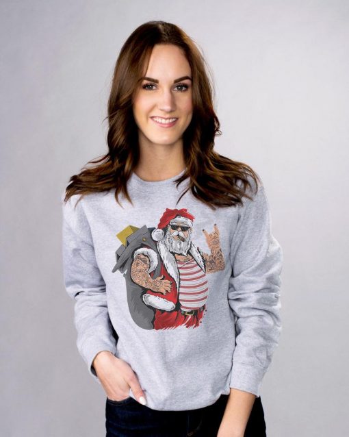 Punk Claus Grey Crewneck Sweatshirt