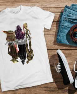 Baby Yoda Vader Groot Chibi Mirror Reflect T-Shirt