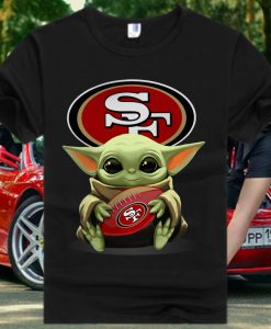 Baby Yoda hug San Francisco basketball Baby Niners Baby Yoda Star Wars T Shirt