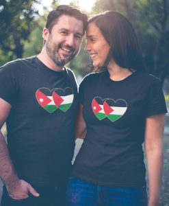 Jordan and Palestine Flag Twin Heart Shirt