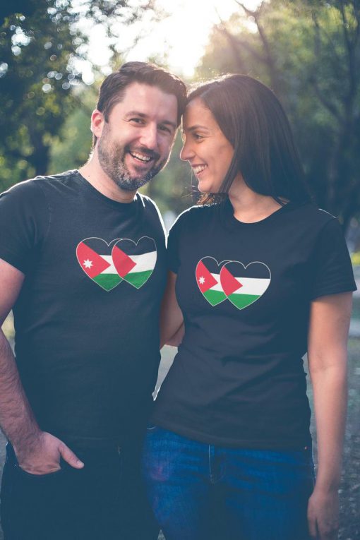 Jordan and Palestine Flag Twin Heart Shirt