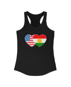 Kurdistan and USA Flag Twin Heart Top Tank