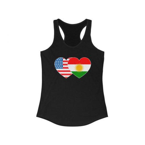 Kurdistan and USA Flag Twin Heart Top Tank