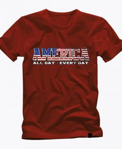 AMERICA all day every day red t shirt