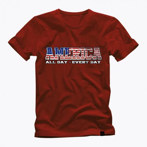 AMERICA all day every day red t shirt