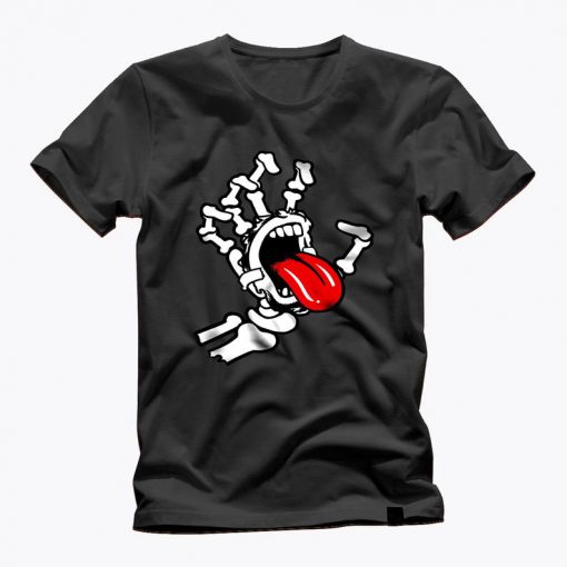 Black TALK to my HAND skeleton hand mocking tongue cool graphic t shirt