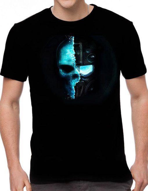 Digital Cool Skull Men's Printed T-Shirt