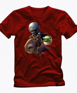 MADALORIAN BABY YODA star wars awesome graphic red t shirt