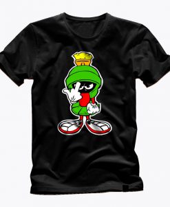 MARVIN THE MARTIAN showing finger graphic black t shirt