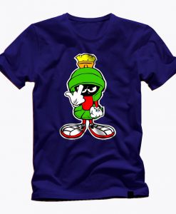 MARVIN THE MARTIAN showing finger graphic blue t shirt