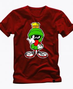 MARVIN THE MARTIAN showing finger graphic red t shirt