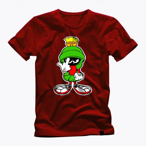 MARVIN THE MARTIAN showing finger graphic red t shirt