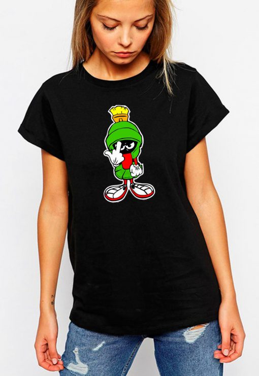 MARVIN THE MARTIAN showing finger graphic women t shirt