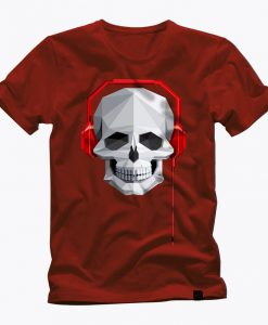 MUSIC LOVER SKULL fun red t shirt