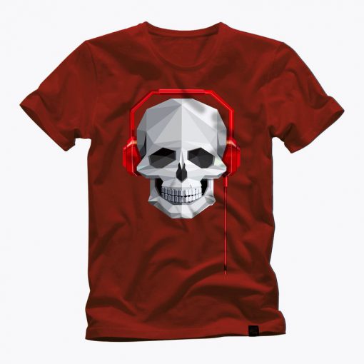 MUSIC LOVER SKULL fun red t shirt