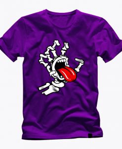 Purple TALK to my HAND skeleton hand mocking tongue cool graphic t shirt