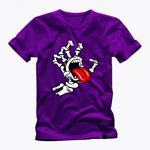 Purple TALK to my HAND skeleton hand mocking tongue cool graphic t shirt