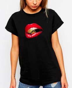 SEXY LIPS & a BULLET semi glossy printed Awesome graphic t shirt