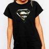 SUPERMAN SHINY METAL shield awesome graphic black t shirt