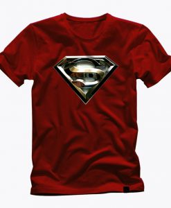 SUPERMAN SHINY METAL shield awesome graphic red t shirt