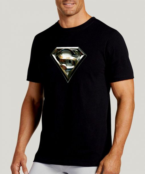 SUPERMAN SHINY METAL shield awesome graphic t men shirt