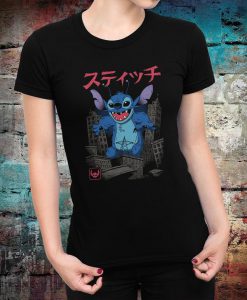 Stitch Godzilla Funny women T-Shirt