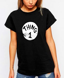 THING 1 DR. Seuss iconic graphic l black t shirt