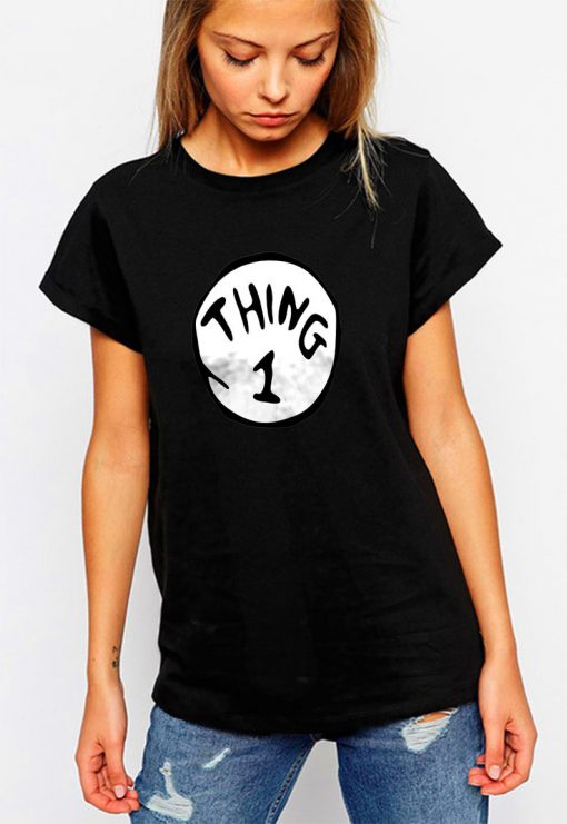 THING 1 DR. Seuss iconic graphic l black t shirt