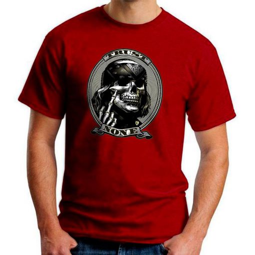 TRUST NONE short advice great statement awesome graphic red t shirt