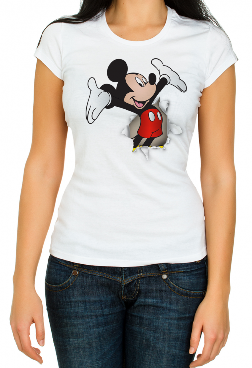 Torn 3D Effect Mickey Mouse Woman t shirt