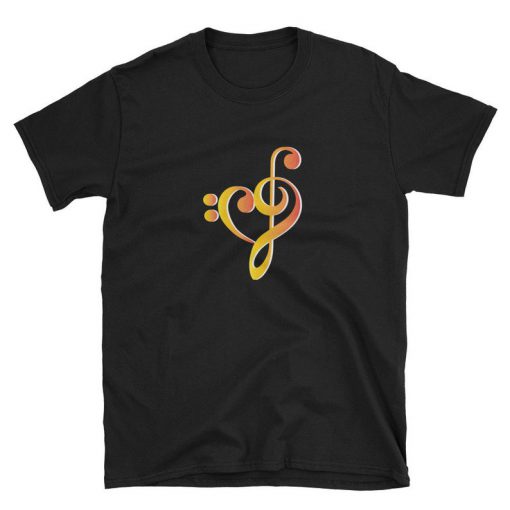 Orange Heart Bass Clef T-Shirt