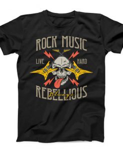 Rock Music Life Hart Rebellious Always Unisex black T-shirt