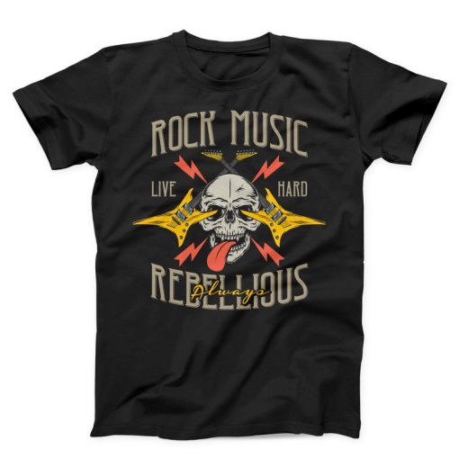 Rock Music Life Hart Rebellious Always Unisex black T-shirt