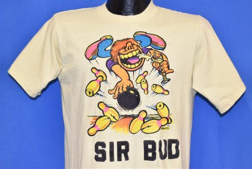 Sir Bud Bowling Drinking Beer Cartoon t-shirt