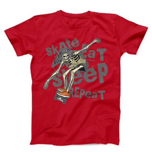 Skate Eat Sleep Repeat Unisex red T-shirt