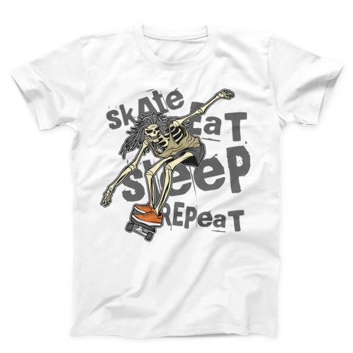 Skate Eat Sleep Repeat Unisex whiteT-shirt