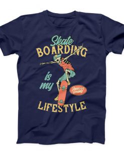 Skateboard Is My Life Style Unisex navy T-shirt