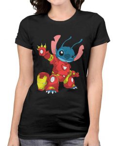 Stitch In An Iron Man Costume Funny women T-Shirt