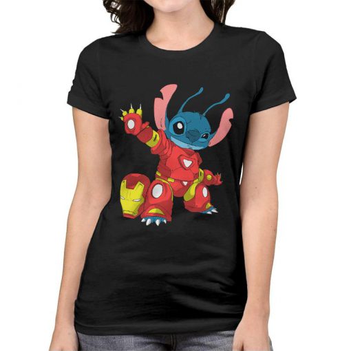 Stitch In An Iron Man Costume Funny women T-Shirt