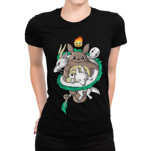 Studio Ghibli Cute Art black T-Shirt