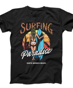 Surfing Paradise Unisex black T-shirt