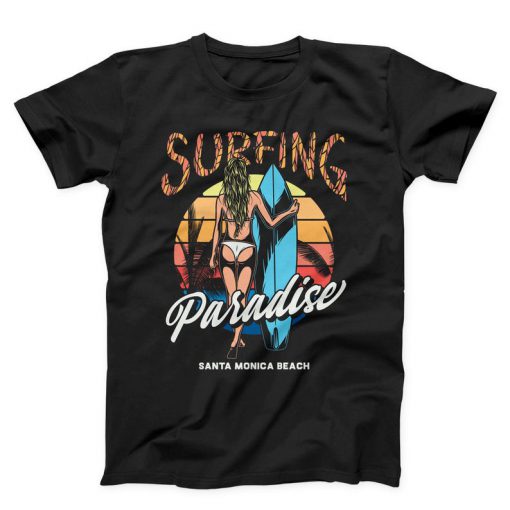 Surfing Paradise Unisex black T-shirt